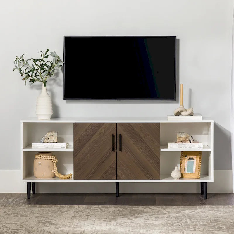 Meuble TV moderne effet livre ouvert de 58 pouces