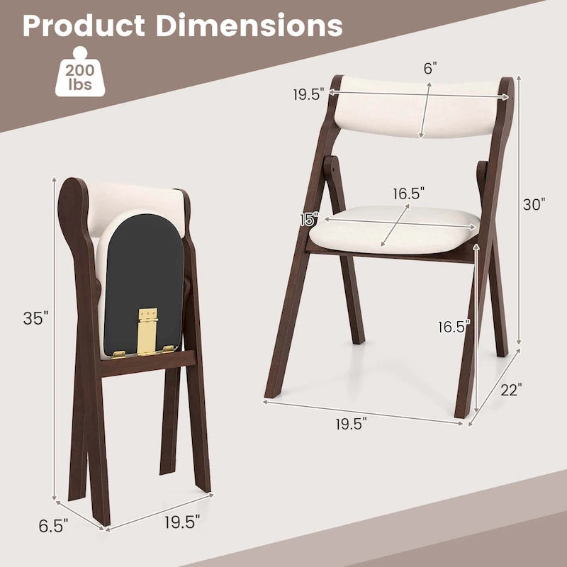 Chaises pliantes avec dossier et assise rembourrés confortables