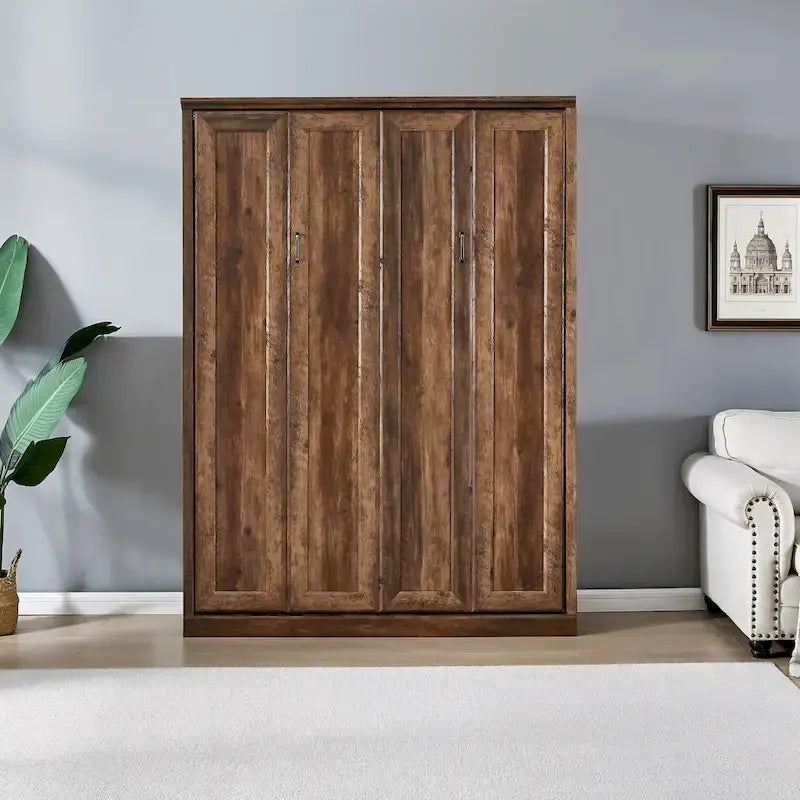 Lit escamotable moderne gain de place avec mécanisme à double piston - Lit plateforme pliable, design d'armoire convertible et dissimulée, lit en cube
