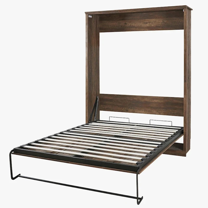 Lit escamotable moderne gain de place avec mécanisme à double piston - Lit plateforme pliable, design d'armoire convertible et dissimulée, lit en cube