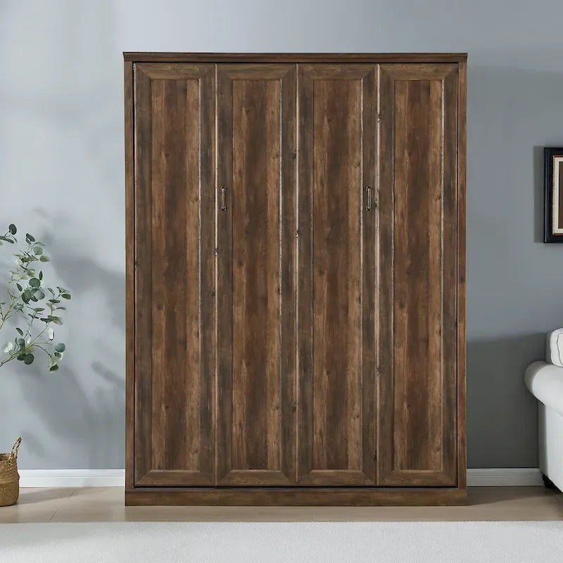 Lit escamotable moderne gain de place avec mécanisme à double piston - Lit plateforme pliable, design d'armoire convertible et dissimulée, lit en cube