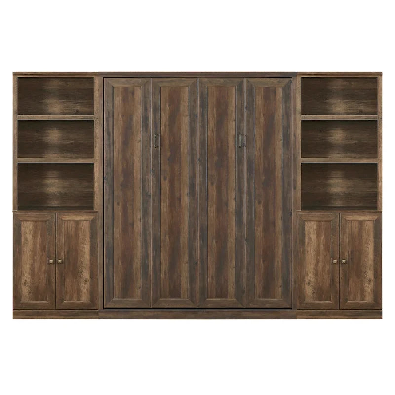 Lit escamotable moderne gain de place avec mécanisme à double piston - Lit plateforme pliable, design d'armoire convertible et dissimulée, lit en cube