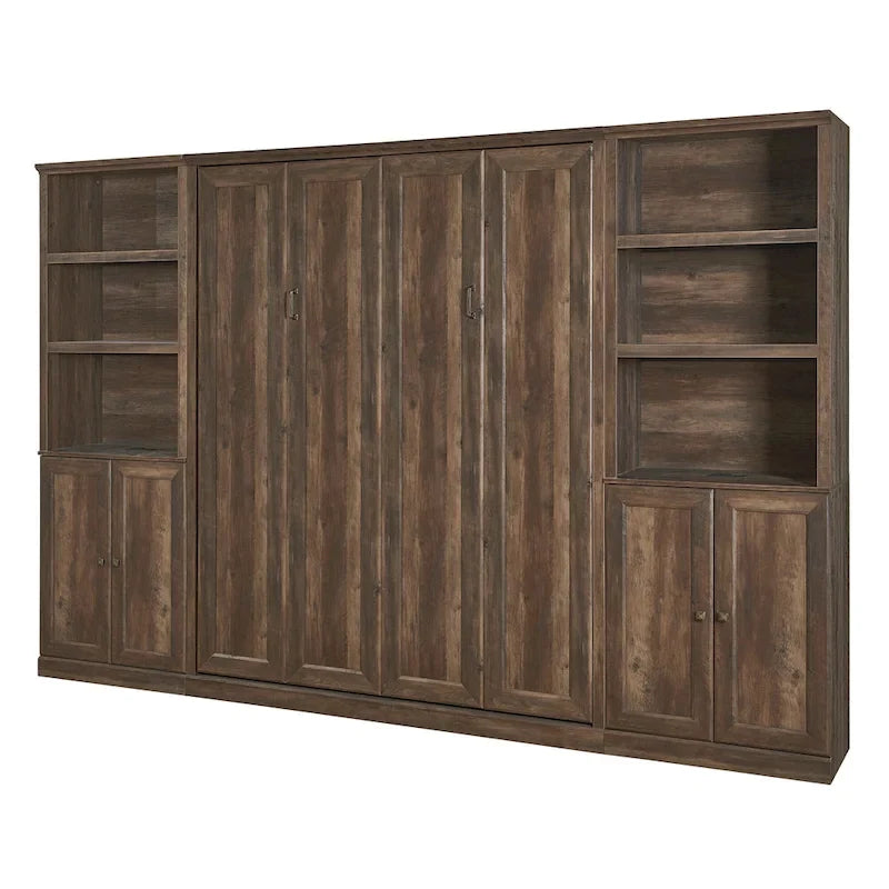 Lit escamotable moderne gain de place avec mécanisme à double piston - Lit plateforme pliable, design d'armoire convertible et dissimulée, lit en cube