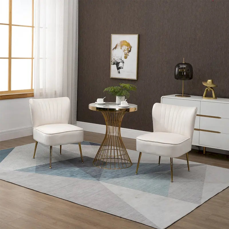 Velvet Upholstered Accent Side Chairs(Set of 2)