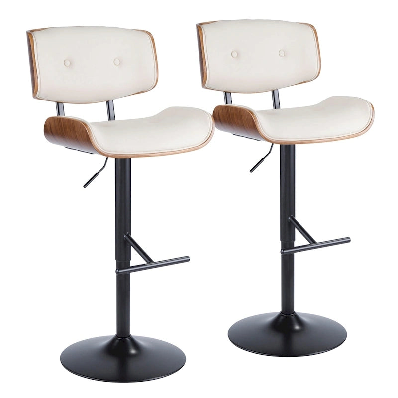Tabouret de bar réglable avec repose-pieds droit en T
