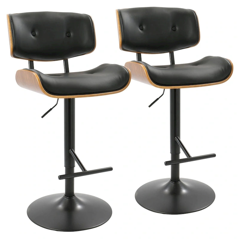 Tabouret de bar réglable avec repose-pieds droit en T