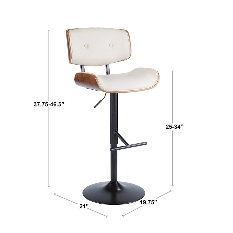 Tabouret de bar réglable avec repose-pieds droit en T