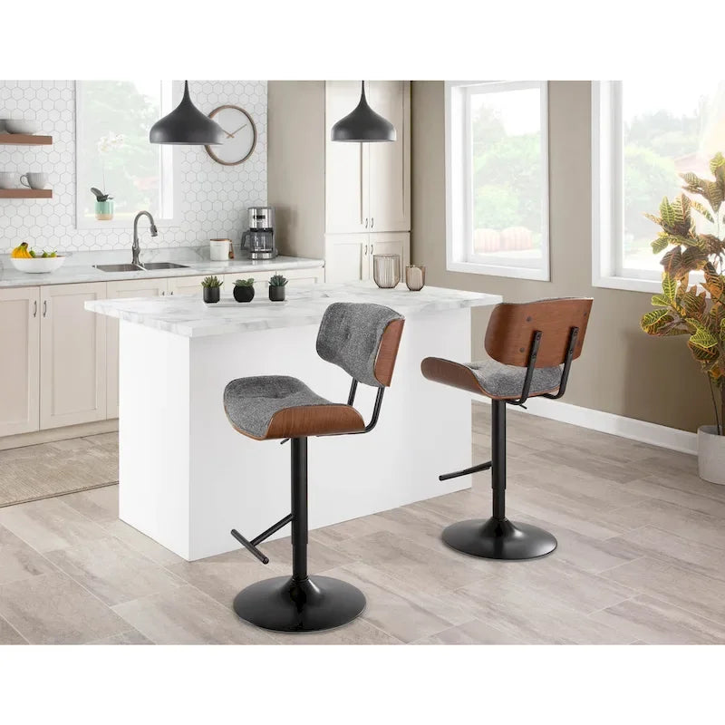 Tabouret de bar réglable avec repose-pieds droit en T