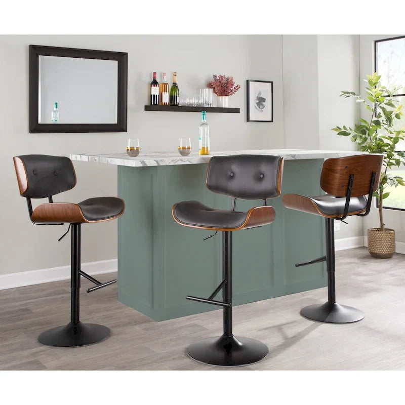 Tabouret de bar réglable avec repose-pieds droit en T