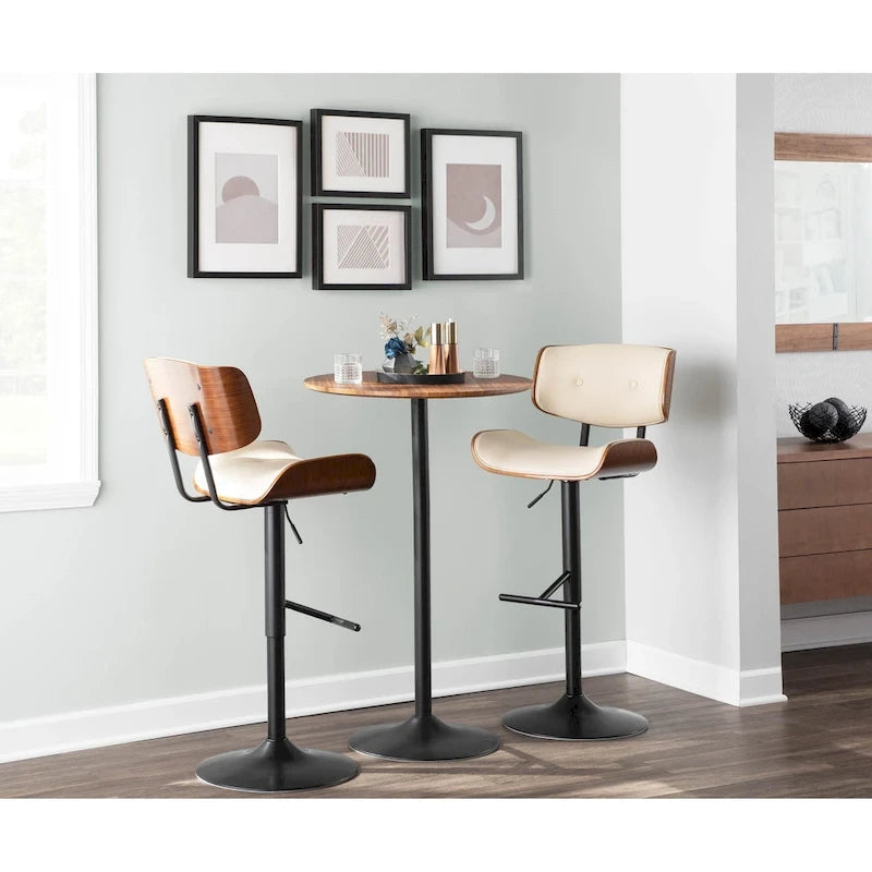 Tabouret de bar réglable avec repose-pieds droit en T