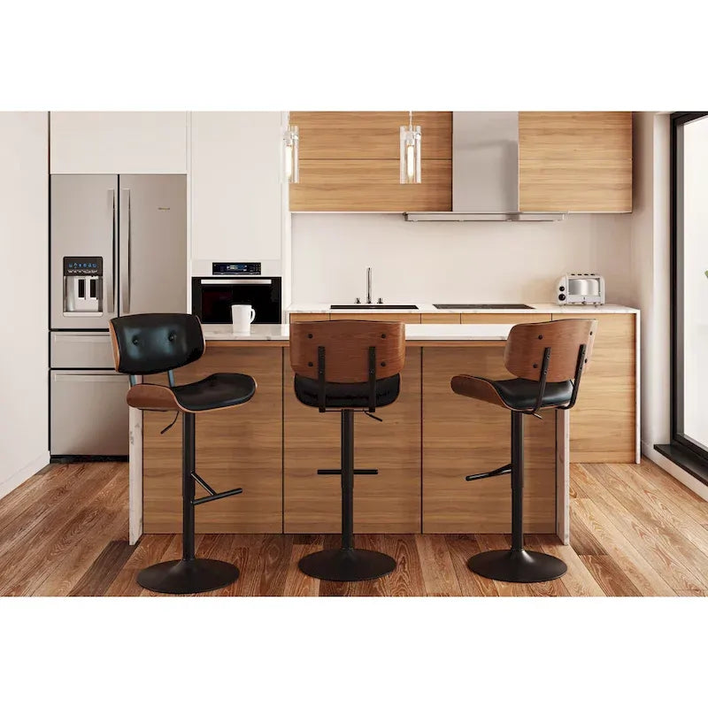 Tabouret de bar réglable avec repose-pieds droit en T