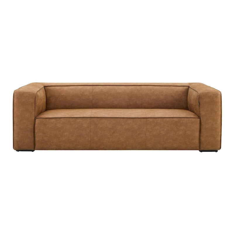 Aurora Modern Brown Blended Leather Sofa - 89.8W x 38.2D x 27.2H