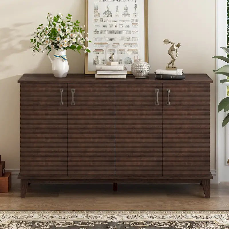 Sideboard with 4 Door Large Storage Buffet with Adjustable Shelves