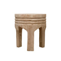 Tabouret rond sculpté en bois de paulownia naturel