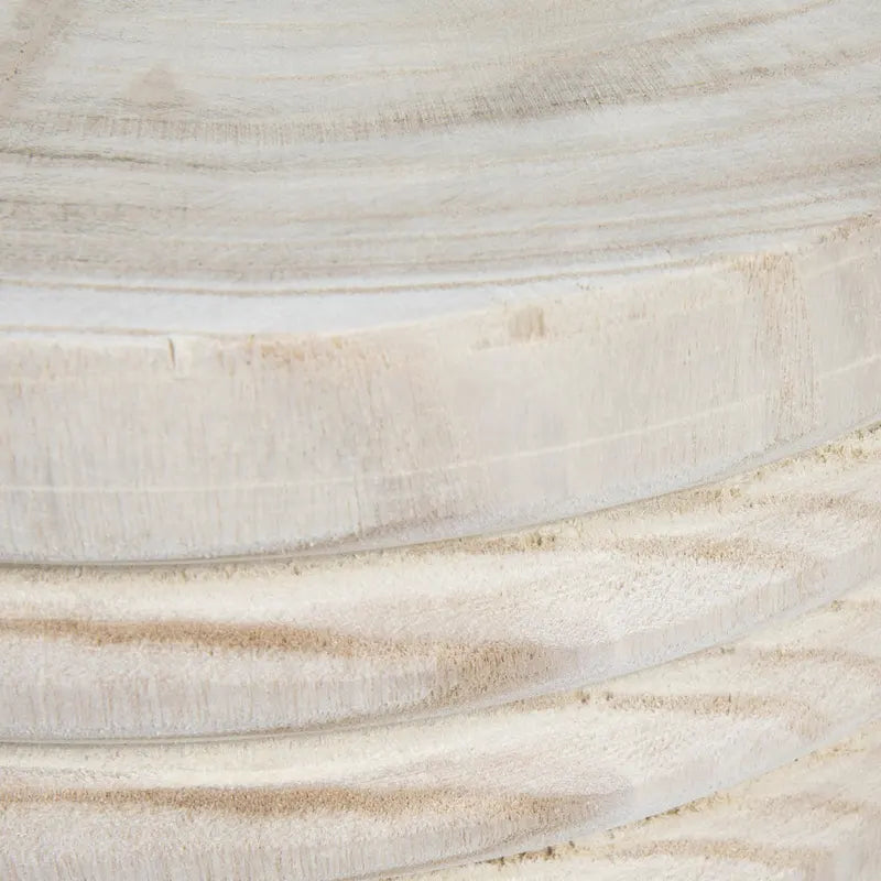 Tabouret rond sculpté en bois de paulownia naturel