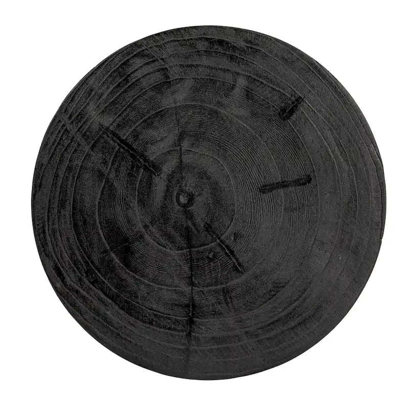 Tabouret rond sculpté en bois de paulownia naturel