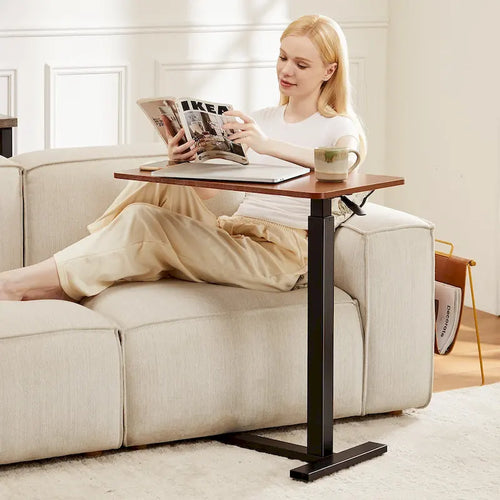 Adjustable Mobile Bed Desk Computer Desk Mobile Standing Desk Lifting Desk with Lockable Casters Portable L-Shaped Desks