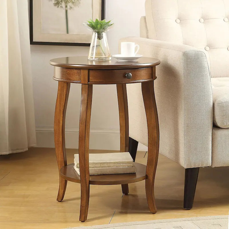 Tables d'appoint en noyer et noir - 18 po dia. x 24 po h.