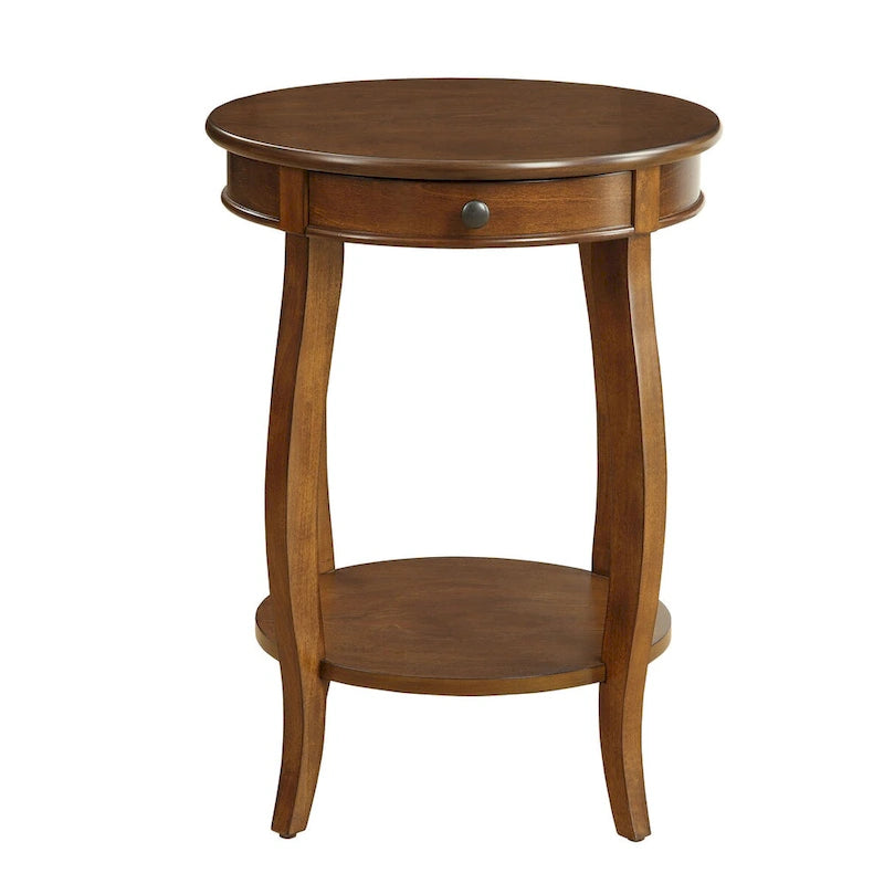 Tables d'appoint en noyer et noir - 18 po dia. x 24 po h.