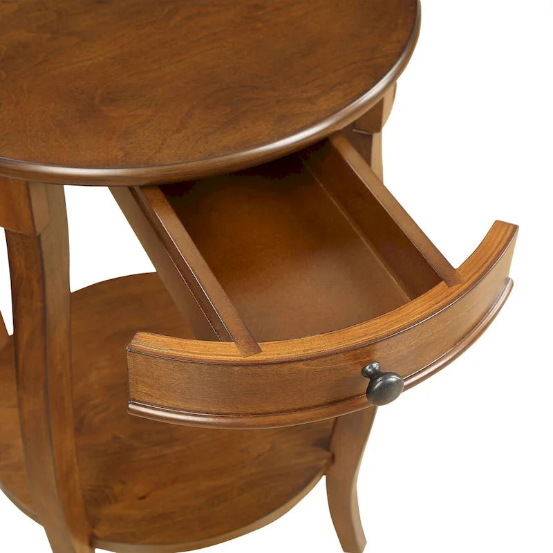 Tables d'appoint en noyer et noir - 18 po dia. x 24 po h.