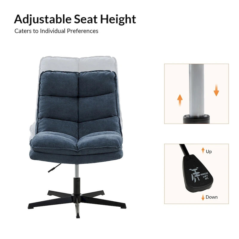 Chaise de bureau moderne sans accoudoirs, capitonnée, pivotante à 360° et rembourrée