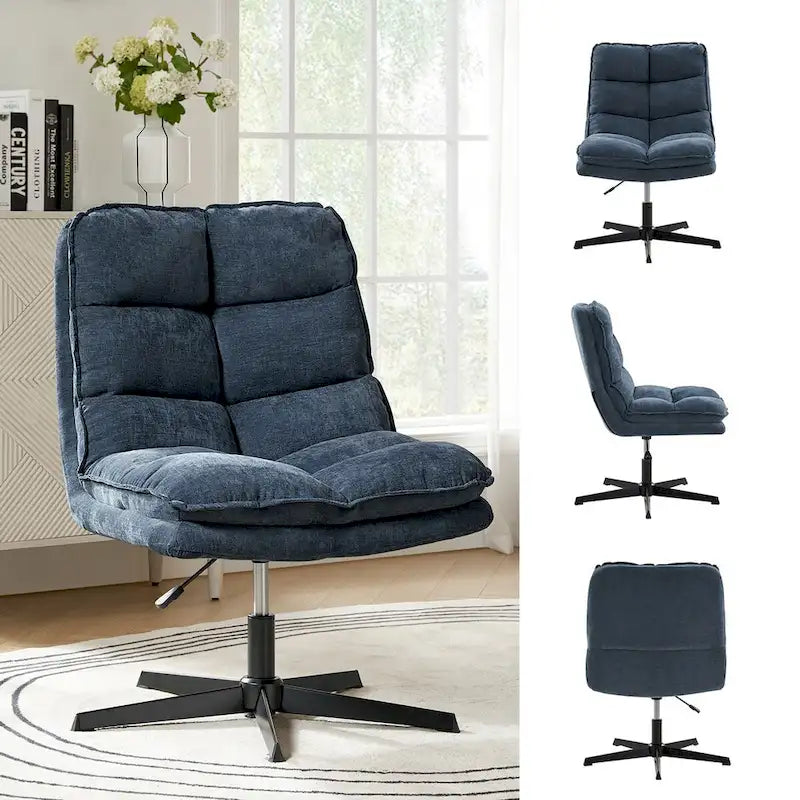 Chaise de bureau moderne sans accoudoirs, capitonnée, pivotante à 360° et rembourrée