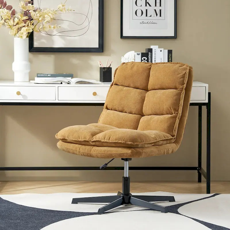 Chaise de bureau moderne sans accoudoirs, capitonnée, pivotante à 360° et rembourrée