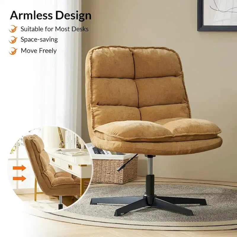 Chaise de bureau moderne sans accoudoirs, capitonnée, pivotante à 360° et rembourrée