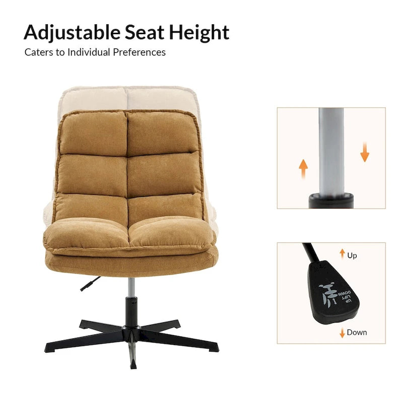 Chaise de bureau moderne sans accoudoirs, capitonnée, pivotante à 360° et rembourrée