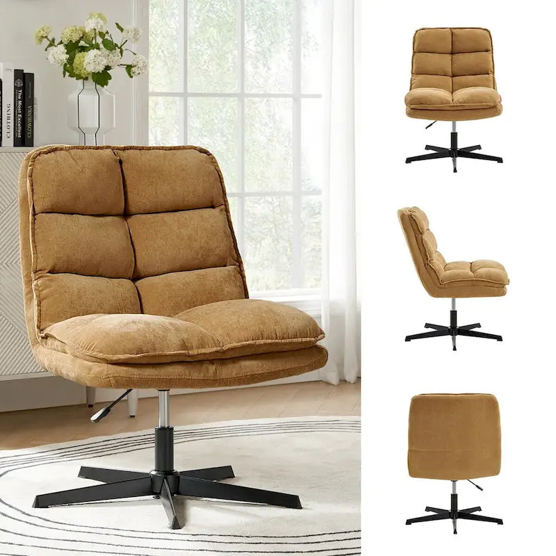 Chaise de bureau moderne sans accoudoirs, capitonnée, pivotante à 360° et rembourrée