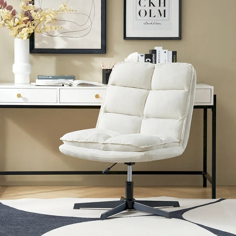 Chaise de bureau moderne sans accoudoirs, capitonnée, pivotante à 360° et rembourrée