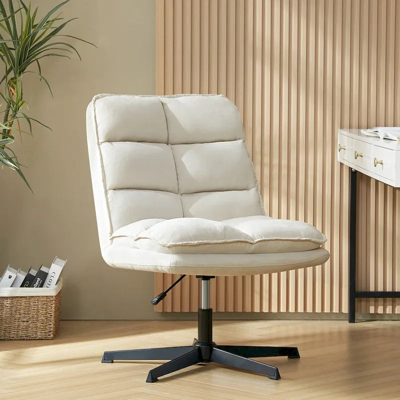Chaise de bureau moderne sans accoudoirs, capitonnée, pivotante à 360° et rembourrée