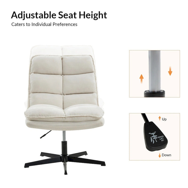 Chaise de bureau moderne sans accoudoirs, capitonnée, pivotante à 360° et rembourrée