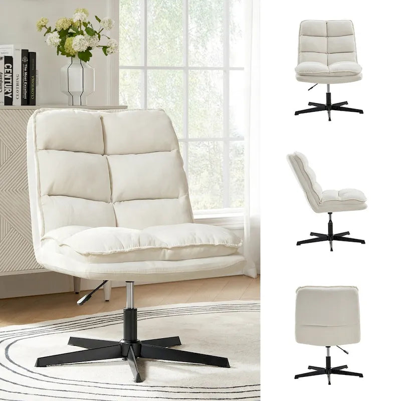 Chaise de bureau moderne sans accoudoirs, capitonnée, pivotante à 360° et rembourrée